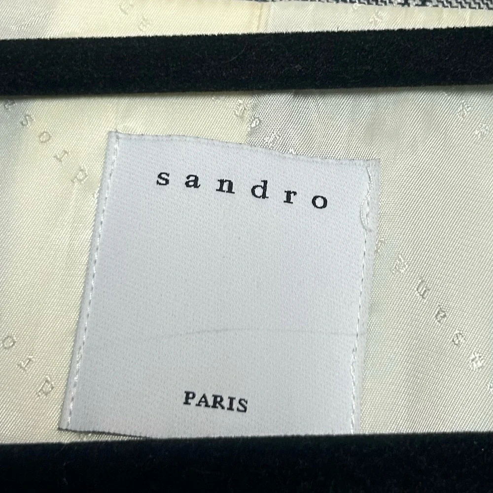 SANDRO Reynald Two-Button Plaid Blazer Gray Size 36 Preppy Academia Minimalist - Picture 13 of 15